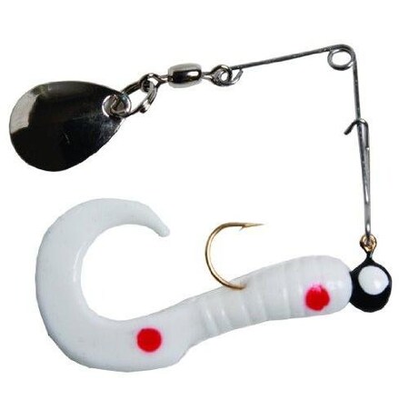 Betts Spin Curl Tail Lure 4, 14 Oz, WhiteRed Dot 025CT-35N
